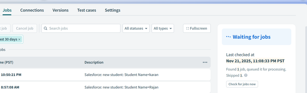 Skipping job when we set up above condition
